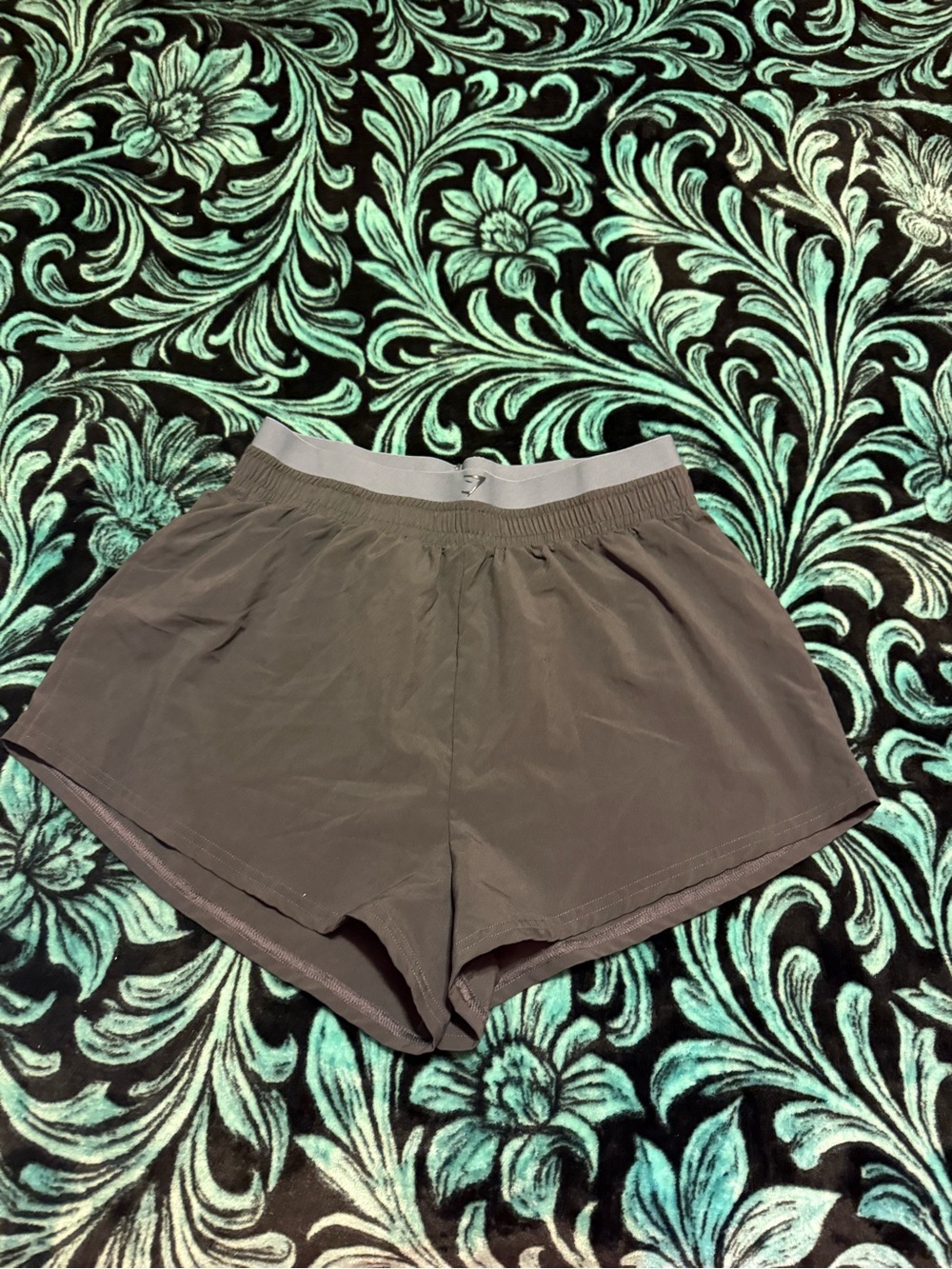 Gymshark Women’s Athletic Shorts - Gray with Light Gray Waistband